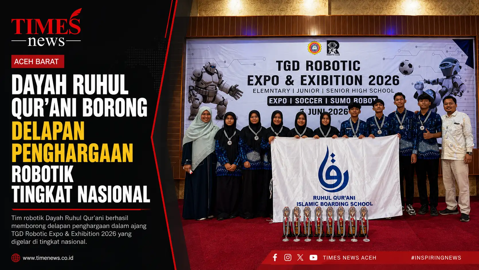 Dayah Ruhul Qur'ani Borong Delapan Penghargaan Robotik Tingkat Nasional