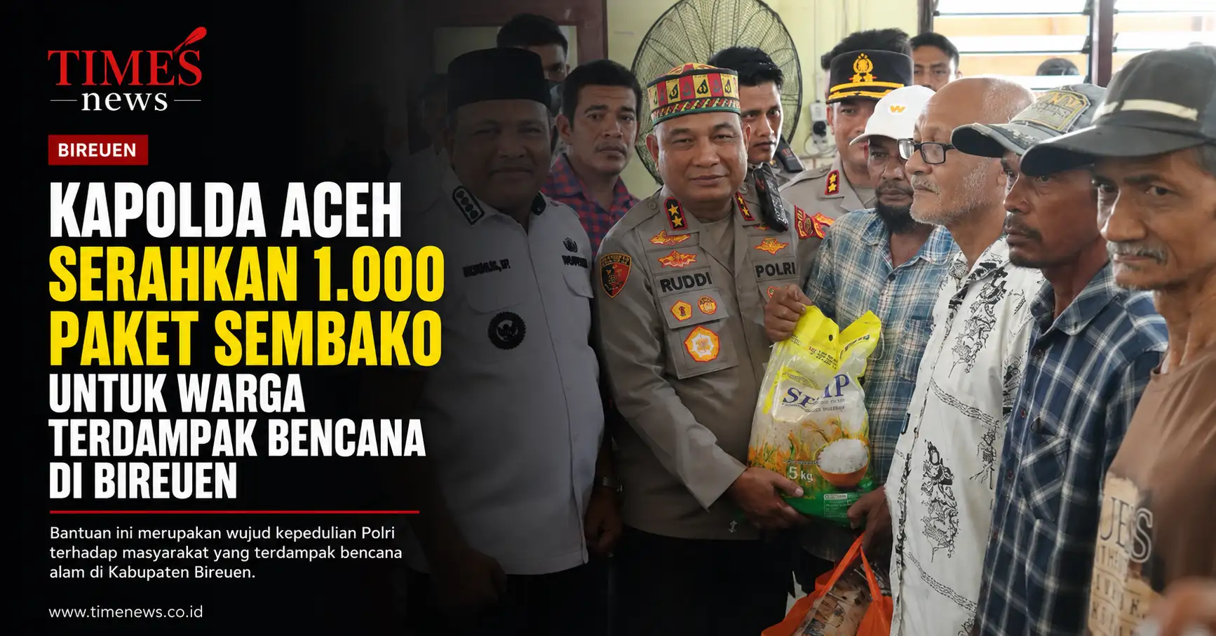 Kapolda Aceh Serahkan 1.000 Paket Sembako untuk Warga Terdampak Bencana di Bireuen