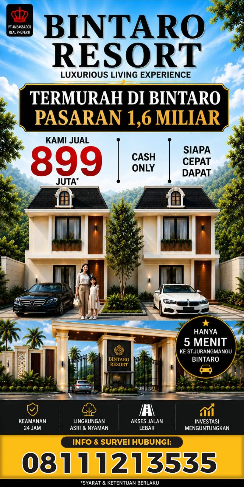 Exclusive Residence Seharga Rp 1,6 M Bisa dimiliki Cuma Bayar Rp 899 Juta Cukup NUP Rp 2 Juta Hanya di Bintaro Resort