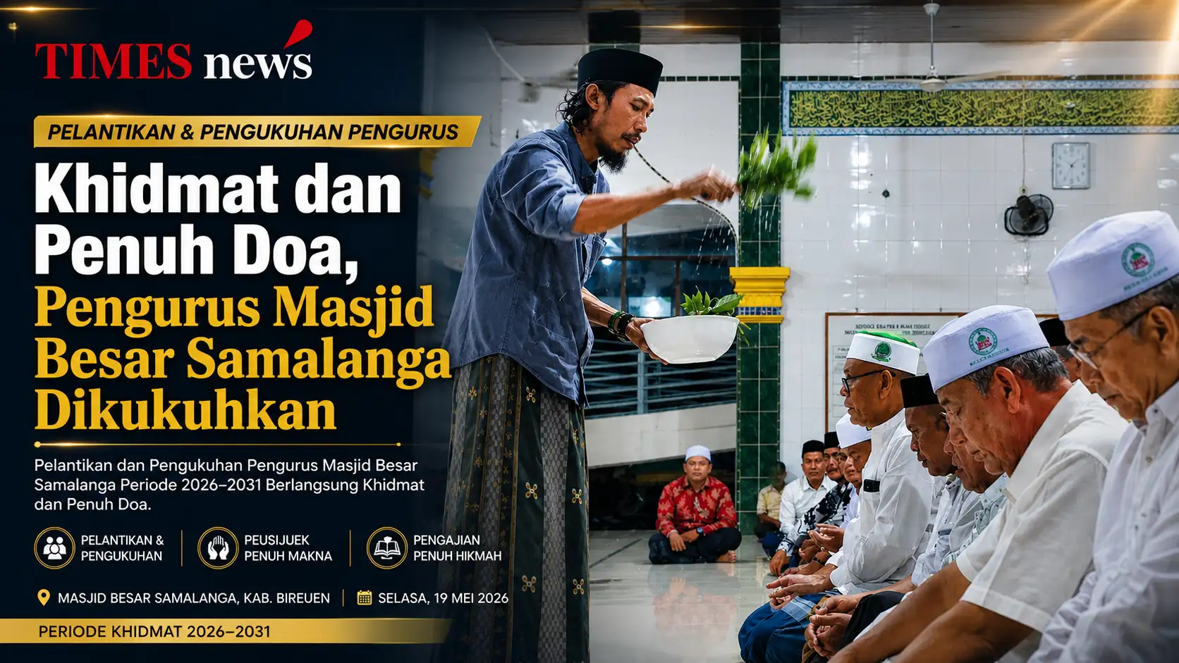 Pengurus Masjid Besar Samalanga Periode 2026–2031 Dikukuhkan, Peusijuek Warnai Acara
