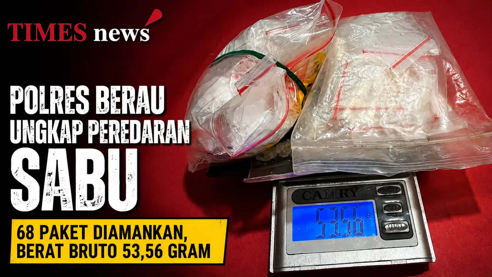 Polres Berau Ungkap Peredaran Sabu di Tanjung Redeb, 68 Paket Diamankan