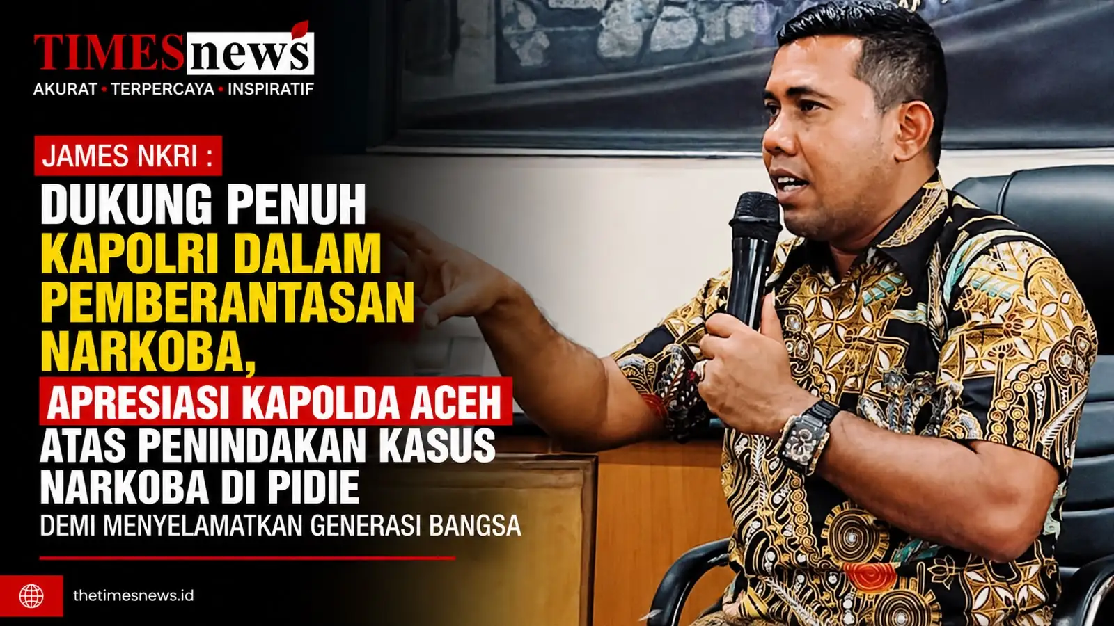 James NKRI Dukung Kapolri Usut Tuntas Kasus Sabu 1,1 Ton di Pidie, Desak Bongkar Jaringan hingga ke Akar