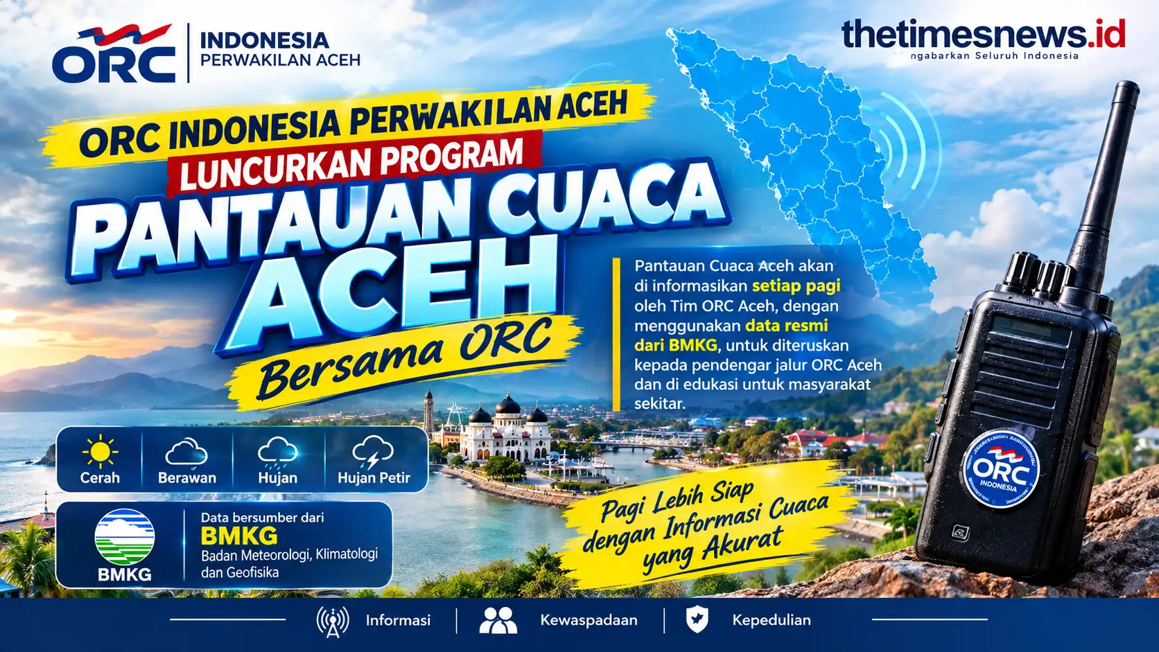 ORC Aceh Luncurkan Program “Pantauan Cuaca Aceh”, Sajikan Informasi BMKG Setiap Pagi