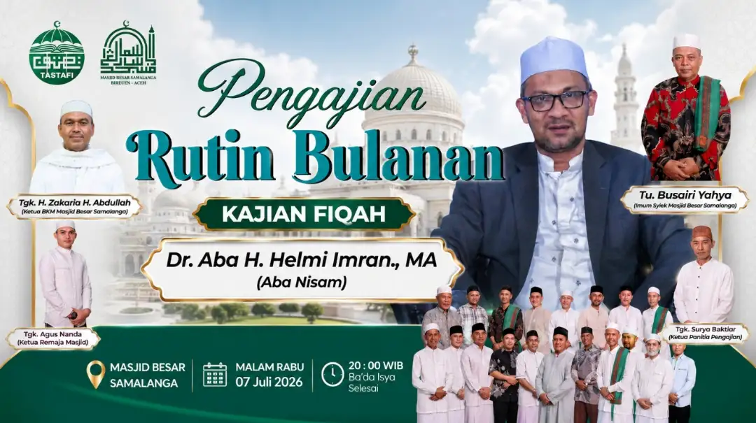 Masjid Besar Samalanga Gelar Pengajian Rutin Bulanan, Dr. Aba H. Helmi Imran Isi Kajian Fiqih