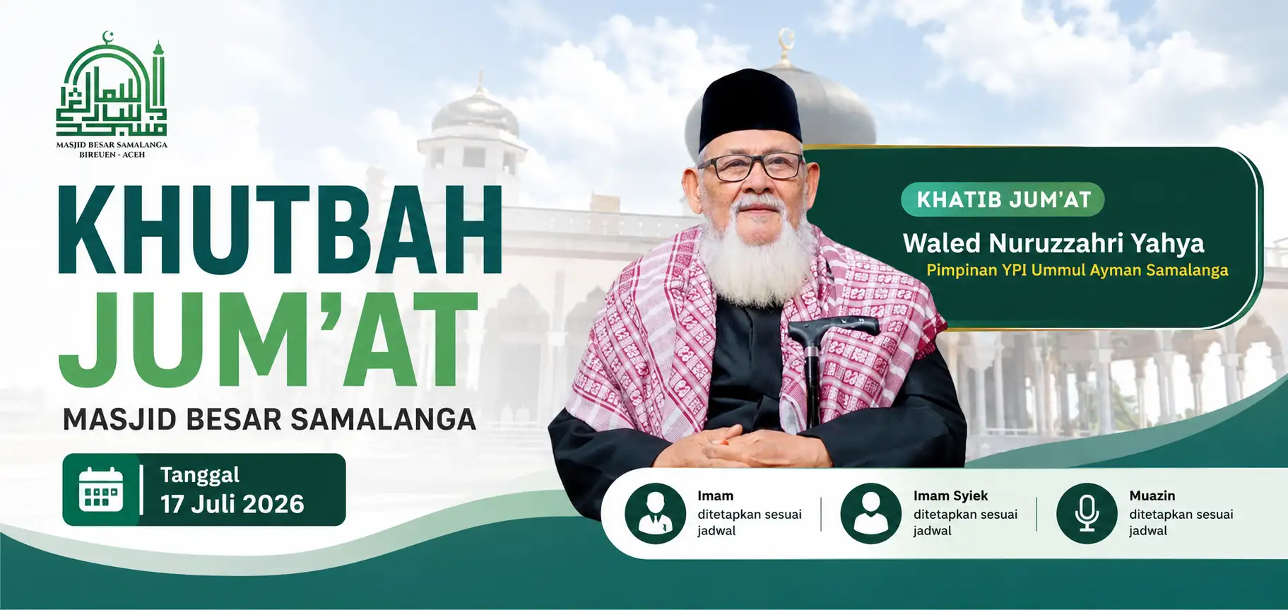 Khutbah Jumat di Masjid Besar Samalanga Hadirkan Waled Nuruzzahri Yahya sebagai Khatib