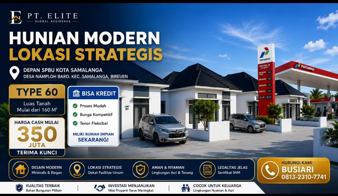 Elite Residence Hadir di Depan SPBU Kota Samalanga, Tawarkan Hunian Modern dan Lokasi Premium