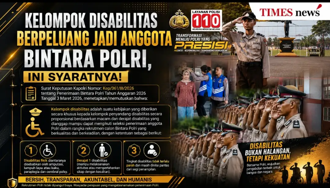 Kelompok Disabilitas Berpeluang Jadi Bintara Polri, Ini Syarat yang Harus Dipenuhi