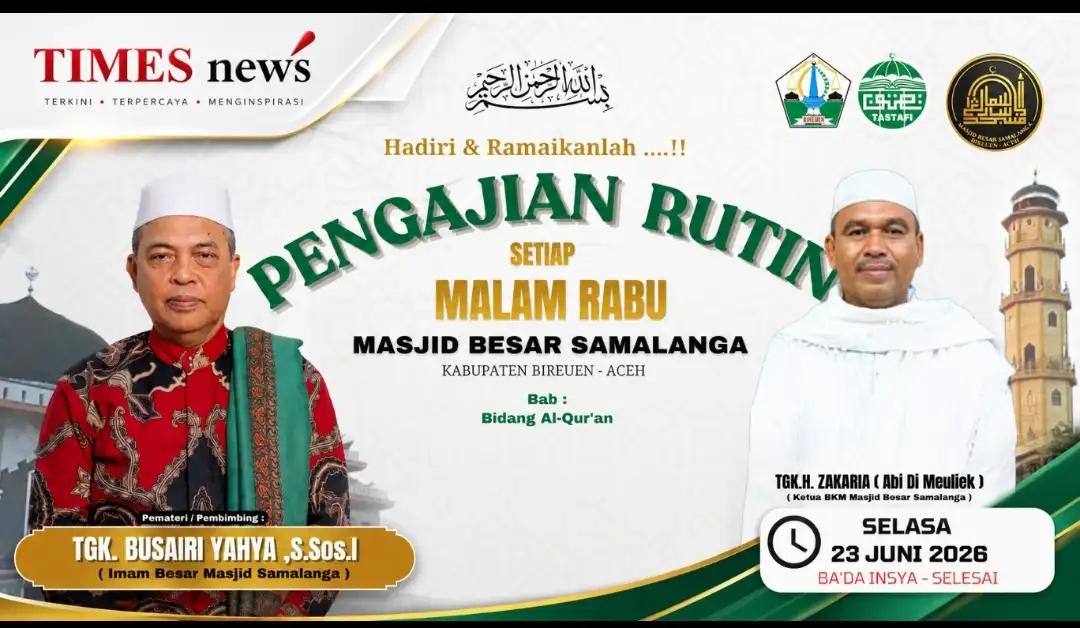 Masjid Besar Samalanga Gelar Pengajian Rutin Bahas Bidang Al-Qur'an