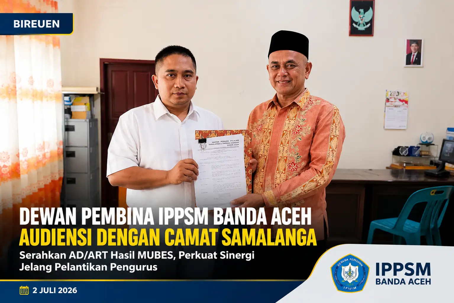 Silaturahmi dengan Camat Samalanga, Dewan Pembina IPPSM Banda Aceh Sampaikan Hasil MUBES